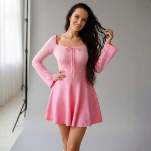 Sugar Thrillz ✦ Pink Ombre Snowflake Kisses Knit Dress ✦ Bell Sleeve Fit & Flare